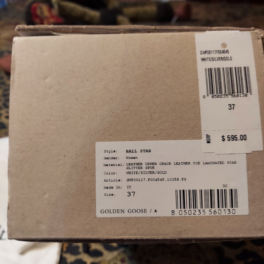 Golden Goose Ball Star White and Gold Glitter Athletic Shoes - Picture 6 of 7